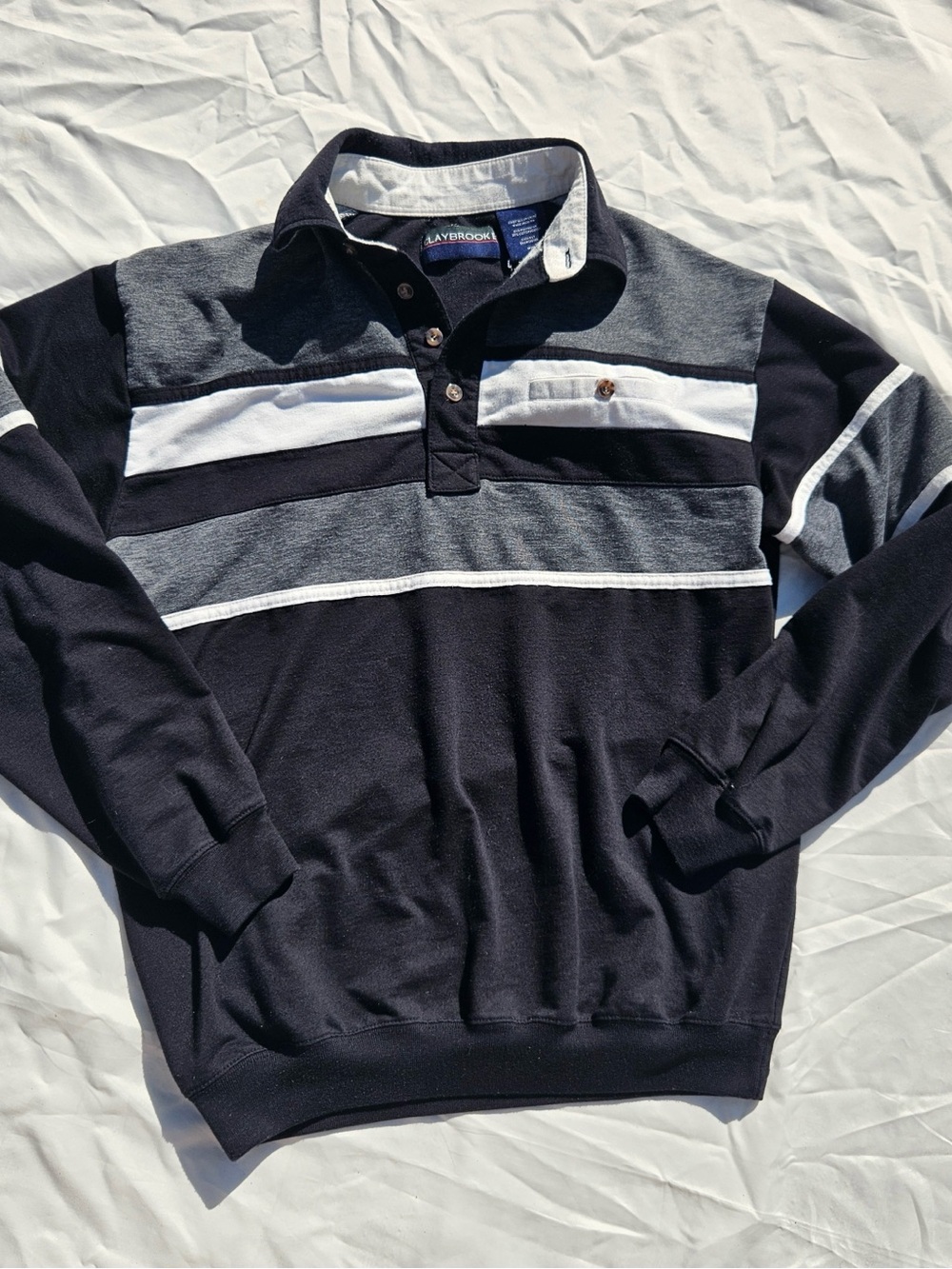 Claybrooke Men's Long Sleeve Stripe Rugby Shirt